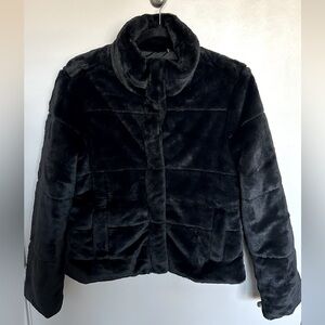 Black faux fur jacket